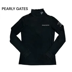 PEARLY GATES パーリーゲイツ モックネック 長袖カットソー ブラック ゴルフウェア レディース サイズ0 ロゴ入り 人気モデル　ハイネック
