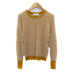 ザラ ZARA ニット カットソー 長袖 総柄 S マルチカラー マスタード /YK49 