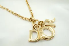 クリスチャン ディオール ロゴアルファベット チャーム ネックレス スウィング 金 ゴールド Christian Dior 5842j