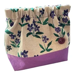 スミレ柄　バネ口ポーチ　リバティ