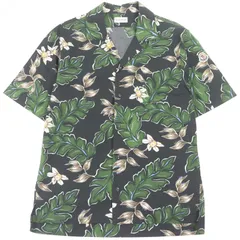 未使用品□MONCLER モンクレール 22SS CAMICIA コットン100％ ボタニカル 総柄 ロゴワッペン オープンカラー 半袖シャツ ブラック系 M 正規品 メンズのサムネイル