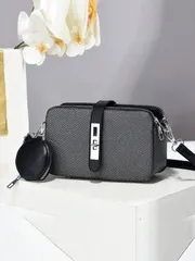 バッグ レディース ショルダーバッグ チェック柄PUハンドバッグ2点セット、コインケース&カードホルダー付きエレガントファッションバッグ、多機能大容量クロスボディバッグ、新作ファッションデザインチェック柄バッグ、小