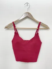 Ameri VINTAGE アメリヴィンテージ インナー パット入り ニット クロップド ビスチェ sizeF/赤 ■■レディース