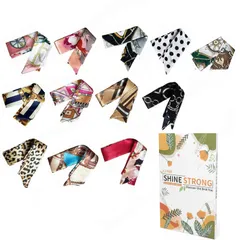 アクセサリー 小物 通勤 持ち手 バッグ飾り 12枚セット 髪飾り ヘアバンド 細い シルク風 スカーフ カジュアル リボン スカーフレディース