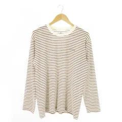 モンベル Montbell WIC.ボーダーロングスリーブT 長袖Tシャツ クルーネック ストレッチ ロゴ刺繍 アウトドア XL 茶 ブラウン 1104818 /AO15 ■GY99