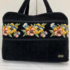 Y903　FEILER　フェイラー　ボストンバッグ　シュニール織り　ブラック　黒　花柄　フラワー　レディース　ポケット多数　シンプル　きれいめ　上品