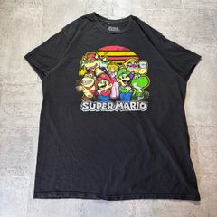 希少XL☆スーパーマリオ ビッグロゴプリントTシャツ SUPERMARIO 黒 