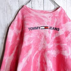 【海外モデル】TOMMY JEANS トミージーンズ タイダイ ブリーチ ピンク スウェット トレーナー #e19