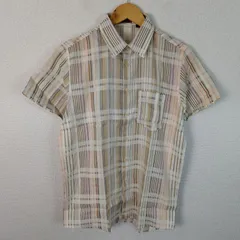 MISSONI ミッソーニ 半袖シャツ 総柄 チェック ベージュ 46サイズ メンズ 古着 レトロ クラシックのサムネイル