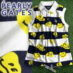 PEARLY GATES パーリーゲイツ ゴルフ 日本製 盛夏対応 TOKE NICO ショートパイル ボーダー×ニコちゃん柄 ストレッチ ノースリーブ ポロシャツ ゴルフウェア レディース 055-2260618 定価1.9万▲022▼50620w07