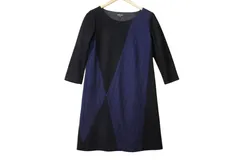 k01241218083　INDIVI　38　黒×紺　Mサイズ程度　ワンピース or ドレス　ワンピース　秋冬