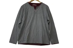 k01241218041　Eddie Bauer　Mサイズ　グレー×エンジ　　トップス　長袖Tシャツ　通年