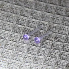 3mm樹脂ポスト 送料込み普通郵便発送　引っ掛かりがなくつけやすい金属アレルギー対応ピアス　クリアパープル紫