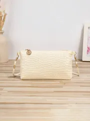 バッグ レディース クラッチバッグ クロコダイル調 ショルダーバッグ - 軽量 取り外し可能な肩紐 ジッパー開閉 ゴールドアクセント (ブラック)、多機能クロスボディバッグ｜取り外し可能なショルダーストラップバッグ