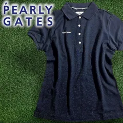PEARLY GATES パーリーゲイツ ゴルフ 日本製 吸水速乾 DRYMASTER ドライ鹿の子 ロゴ刺繍 無地 ストレッチ 半袖 ポロシャツ ゴルフウェア レディース 055-2960802 定価1.6万 ダークネイビー  ▲018▼50730w05