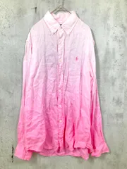 Ralph Lauren ラルフローレン 長袖 リネン グラデーション ボタンダウン シャツ sizeM/ピンク ■■◎メンズ