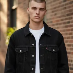 【Levi's】USA製 デカタグ 後染め ブラックデニムジャケット Gジャン リーバイス 黒 美品 定番 人気 (XLサイズ)