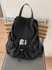 バッグ レディース バックパック 夏用大容量ファッションチェック柄ナイロンカジュアルバックパック、多ポケット、撥水、軽量、折りたたみ式ドローストリング、レターパッチ、トラベルバッグ、学用品、ポータブル、クラシックカ