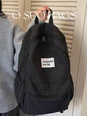 バッグ レディース バックパック 大容量 ファッショナブル チェック柄 多ポケット ナイロンカジュアルバックパック、防水 軽量 折りたたみ パッチロゴ トラベルバッグ、夏