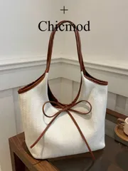 バッグ レディース トートバッグ リボンチャーム付きトートバッグ、大学、ビジネス、通勤、高校、オフィス、小学校、中学校、高校、仕事、スタジアム、スポーツに最適、大容量ショルダーバッグ、可愛いリボンバッグ、リボン、カ