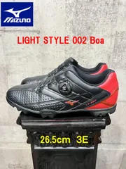 美品 MIZUNO ゴルフシューズ LIGHT STYLE 002 Boa 黒赤 26.5cm 3E ミズノ ライトスタイル002ボアのサムネイル