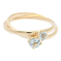 美品 4℃  ヨンドシー 2連 アクアマリン アクワマリン リング 指輪 K18YG/750-3.2g 10号 #50 イエローゴールド 【♀】【N】【レディース】★■608250【中古】