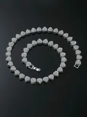 ジュエリー メンズ ネックレス ハート型ラインストーン装飾 ネックレス ヒップホップ ジュエリー レディース メンズ ギフト パーティー アクセサリー 合金 バレンタイン、母の日、ギフト