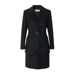 E Christian Dior クリスチャンディオール ビンテージ スカートセットアップ テーラードジャケット スカート レザーパイピング ブラック レディース 女性用nu1