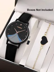 腕時計 レディース セット 1個 キラキラ クォーツウォッチ & 1個 ブレスレット