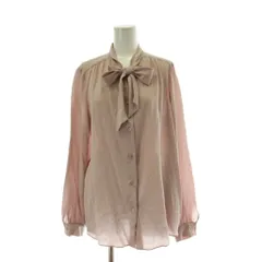 マックスマーラ ウィークエンドライン MAX MARA WEEKEND LINE ボウタイブラウス シャツ 絹 44 くすみピンク 長袖 シアー トップス リボン /PP ■GY64