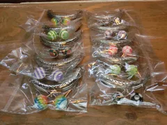 在庫処分 がま口 口金 ハンドメイド 手芸 金属 パーツ 大玉 ガラス ストライプ 幅約8.5cm 10個セット 資材 手作り 材料 素材 作製 財布 印鑑ケース 小銭入れ 大きめ バッグ 丸形 裁縫 ガラス ゲンコ 縫い付けタイプ 専門 送料無料