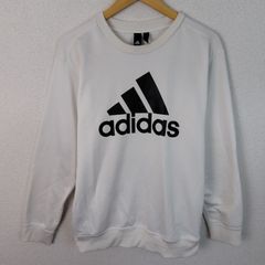 adidas アディダス スウェット ロゴプリント ホワイト Oサイズ メンズ 古着 スポーツMIX ストリート