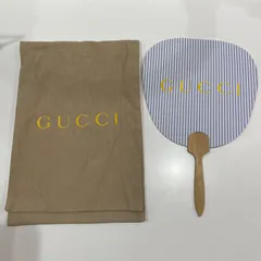 久万ノ台190　GUCCI　グッチ　うちわ　ノベルティ　布袋付き　ブルー系　ストライプ　風　納涼　火起こし　魔除け　祭り　夏　文化　伝統　久万ノ台店
