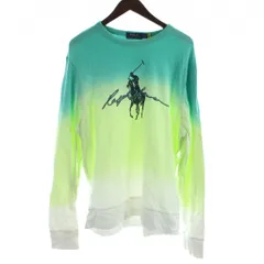 ポロ ラルフローレン POLO RALPH LAUREN スウェットシャツ Tシャツ ロンT L 緑 グリーン 白 ホワイト グラデーション ポロプレイヤー ロゴプリント /KW ■GY99