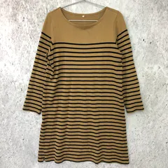 無印良品 MUJI ボーダー ワンピース カーキ × ブラック Mサイズ 〇□