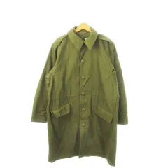 ヴィンテージ ミリタリー デンマーク軍 アーミー フィールドコート ステンカラー ロング 緑 カーキ /MN18 ■GY18