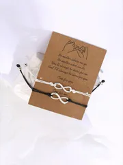 ジュエリー レディース ブレスレット セット 2個/セット ファッショナブル 亜鉛合金 インフィニティ シンボル デコレーション 男性用 日常の装飾用 ストリングブレスレット