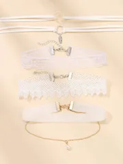 ジュエリー レディース ネックレス セット モダン シンプル パール チョーカー 5個セット