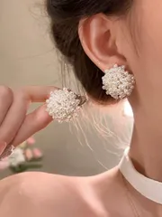 ジュエリー レディース イヤーアクセサリー 1ペア シンプルなヴィンテージ フォーパール 花火デザイン ピアス、エレガントでラグジュアリーなパールスタッドピアス ユニークなデザイン、結婚式、バンケット、日常着、お祭