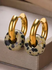 ジュエリー レディース イヤーアクセサリー 1 ペアファッショナブルなステンレス鋼サークルドロップピアス女性のための毎日の装飾