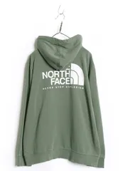 【お得なクーポン配布中!】 ノースフェイス 両面 プリント スウェット フード パーカー メンズ XL / アウトドア トレーナー プルオーバー 裏起毛 大きいサイズ カーキ