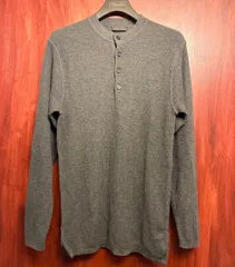 MADE IN ITALY製 BARNEYS NEWYORK ヘンリーネックメリノウールセーター チャコールグレー 50サイズ