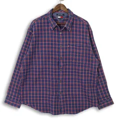 大きいサイズ メンズUS-XXLサイズ 00's トミージーンズ 長袖カジュアルシャツ チェック柄 TOMMY JEANS ビンテージ 古着 hsc-0928