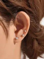 ジュエリー レディース イヤーアクセサリー 3個セット 3mm、4mm、5mm 925スターリングシルバー スタッドピアス、女性のクラシックフォークロー ピアス、ヨーロッパ・アメリカンファッション オパールジュエリ