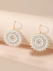 ジュエリー レディース イヤーアクセサリー 1ペア ボヘミアン 手作り カラフルクリスタル & ビーズ ぶら下がり ピアス ジュエリー 用 レディース デイリーウェア