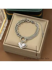 ジュエリー レディース ブレスレット ハート型とアーモンド型のスタイリッシュなステンレススチールのチャンキーリンクチェーンブレスレット バレンタイン、母の日、母の贈り物