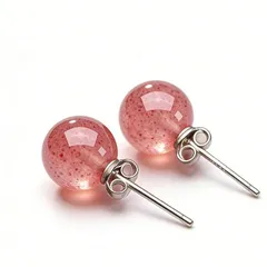 ジュエリー レディース イヤーアクセサリー 925スターリングシルバー ストロベリークォーツ ラウンドフープピアス 1ペア、デザイナーファッション エレガントセクシー ジュエリー 若い女性へのギフト、高級カップルバ