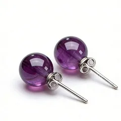 ジュエリー レディース イヤーアクセサリー 1ペア 925スターリングシルバー 天然アメジスト ラウンドフープピアス、デザイナーファッション エレガントセクシー ジュエリー 若い女性へのギフト、ラグジュアリーカップ