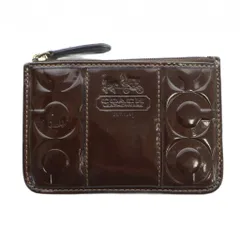 コーチ COACH 小銭入れ コインケース エナメル オプアート ロゴ キーリング 茶 ブラウン ■GY18 /MQ