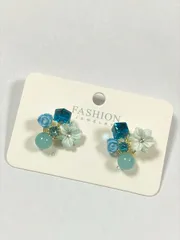 ジュエリー レディース イヤーアクセサリー レトロ メープルリーフ ブルークリスタル フラワーピアス 1ペア、エレガントで優しい レディースイヤリング